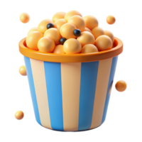 3D Rendered Cartoon Popcorn Bucket png