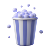 Purple Popcorn in Striped Cup with Bouncing Balls png