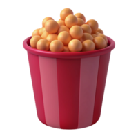 3D Rendered Popcorn Bucket with Striped Design png