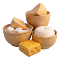 A Collection of Various Cheeses in Bowls png