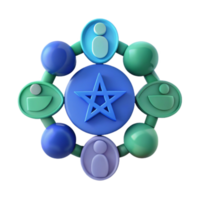 3D Render of a Star Symbol Surrounded by Connected Circles png