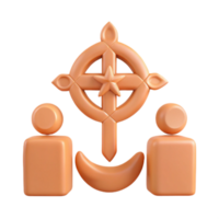 3D Rendered Symbol of Unity with Cross, Star, and Crescent Moon png