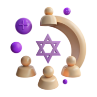 3D Render of a Star of David with People Around it png