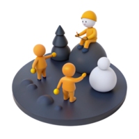 3D Render of Three Cartoon Characters Interacting png