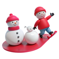 Snowman and Winter Character Sliding on Ice png