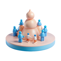3D Render of People Surrounding a Dome Structure png