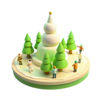 Winter Wonderland Scene with Snowman and Trees png