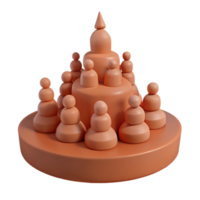 Abstract 3D Model of a Structure with Stacked Orange Shapes png