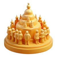 3D Render of People Surrounding a Large Pagoda png