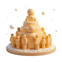 Hierarchy and Teamwork A 3D Rendering of a Pyramid-Shaped Structure with People png