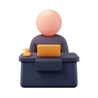 3D Render of a Person Sitting at a Desk with a Laptop png