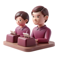 3d rendido ilustração do dois pessoas usando máquinas de escrever png