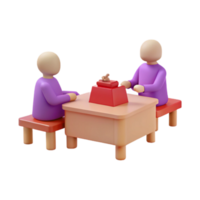 3D Render of Two Figures Sitting at a Table png