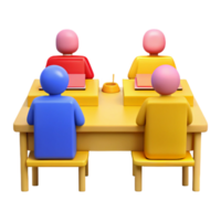 Four People Sitting at a Table with Books in Front of Them png