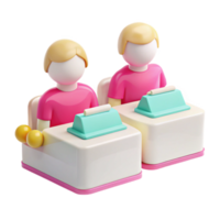 Two Cartoon Characters Working at Desks png