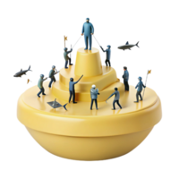 Teamwork and Collaboration Miniature Figures on a Rotating Platform png