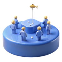 Group of People Around a Platform with a Fish Symbol png