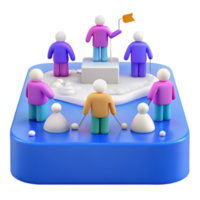 Miniature People Playing a Game on a White Platform png
