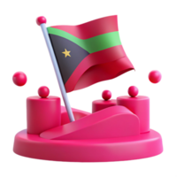 3D Render of a Flag Waving on a Pink Platform png