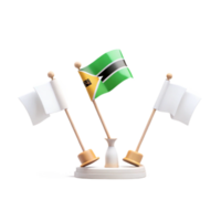 Three Flags on a Stand, One with Green, Yellow, and Black Colors png