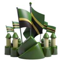 3D Render of a Castle with Flags png