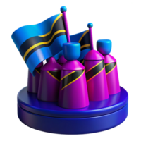 3D Render of Flags and Cylinders on a Circular Platform png