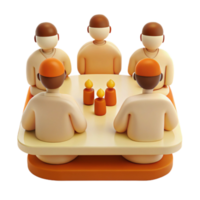 3D Render of People Sitting Around a Table with Candles png