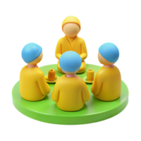 Group of 3D Cartoon Characters Sitting Together in a Circle png