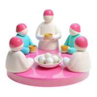 Gathering Around a Table with Glutinous Rice Balls png