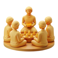 Group of People Sitting in a Circle with a Bowl in the Center png