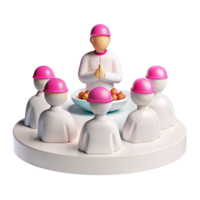 3D Rendered Illustration of a Group of People Sitting in a Circle with a Person in the Center png