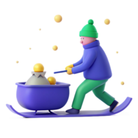 Winter Fun Sledding with a Bag of Gold png
