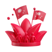 3D Red Flower with Flags png