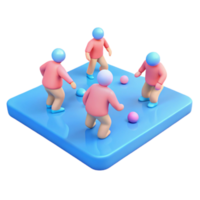 3D Render of Playful Characters png