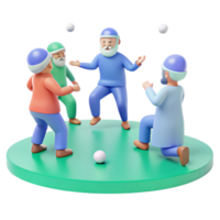 3D Cartoon Characters Playing Catch png