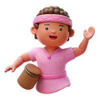 Smiling 3D Character with Drum png