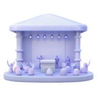 3D Stage Setup with Lights and Audience png