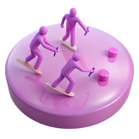 3D Illustration of Figures on Boards png