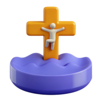 3D Render of Cross in Water png