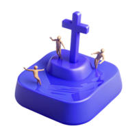 3D Render of Cross with Figures png