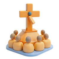 Cross Congregation 3D Render png
