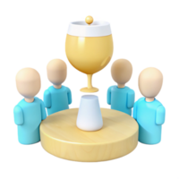 Group of 3D Figures Around Trophy png