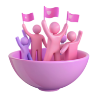 People in a Bowl with Flags png