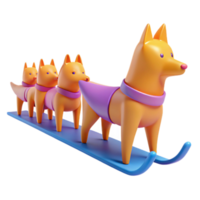 Cute 3D Cartoon Dog Sledding png
