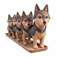 Cute Cartoon Huskies in a Row png