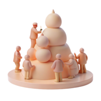 3D Render of People Building a Stack png