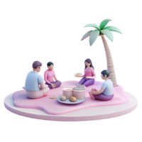 Friends Enjoying Picnic Under Palm Tree png