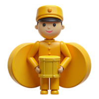 3D Cartoon Character Holding Drum png