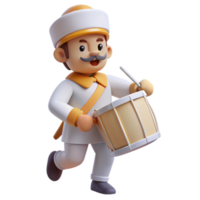 Drumming Character 3D Model png