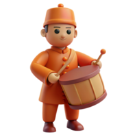 3D Cartoon Drum Player png
